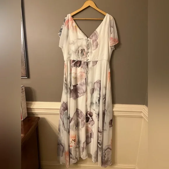 CITY CHIC Bella Rosa Ivory Maxi Dress Size 16 - Picture 10 of 11